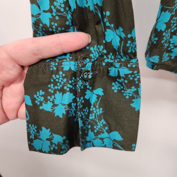 Eddie Bauer Olive Green Teal Long Sleeve Pintuck Pleated Button Down Women's XS - Picture 8 of 12